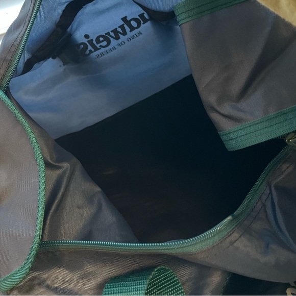 VINTAGE 1980s BUDWEISER KING OF BEERS DUFFEL BAG BLUE & GREEN - Picture 3 of 8